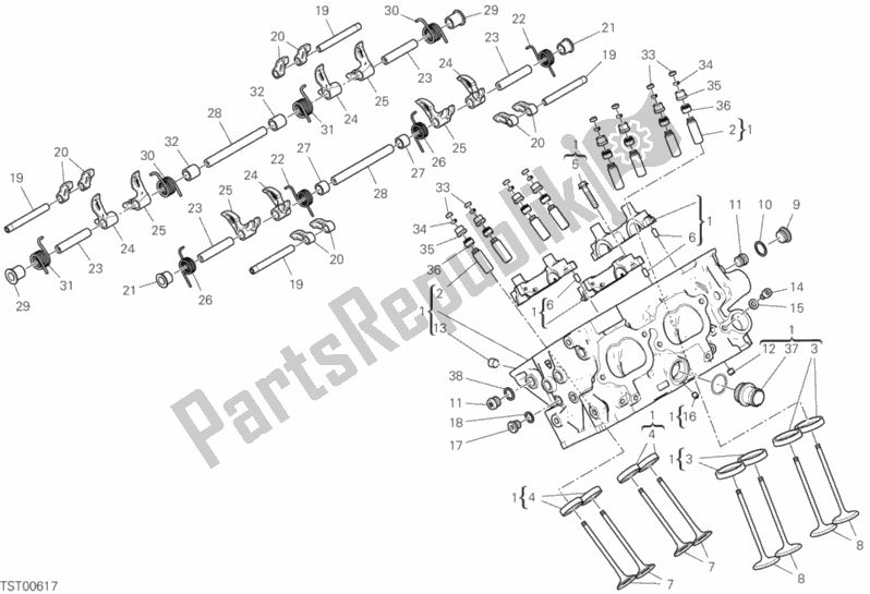 All parts for the Rear Head of the Ducati Superbike Panigale V4 S USA 1100 2018